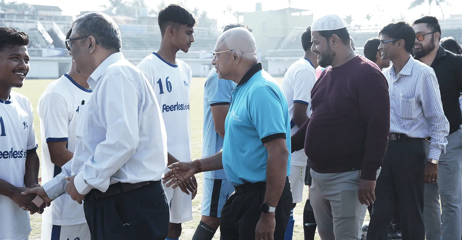 Officials and guests of Peerless Sports Club wishing the players of Youth Development team